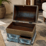 Baúl Artesanal Pushkar Azul con Cajones Decorativos Azul - BOUTIQUEDELAINDIA