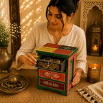 Joyero Organizador Trisha Verde Artesanal - BOUTIQUEDELAINDIA