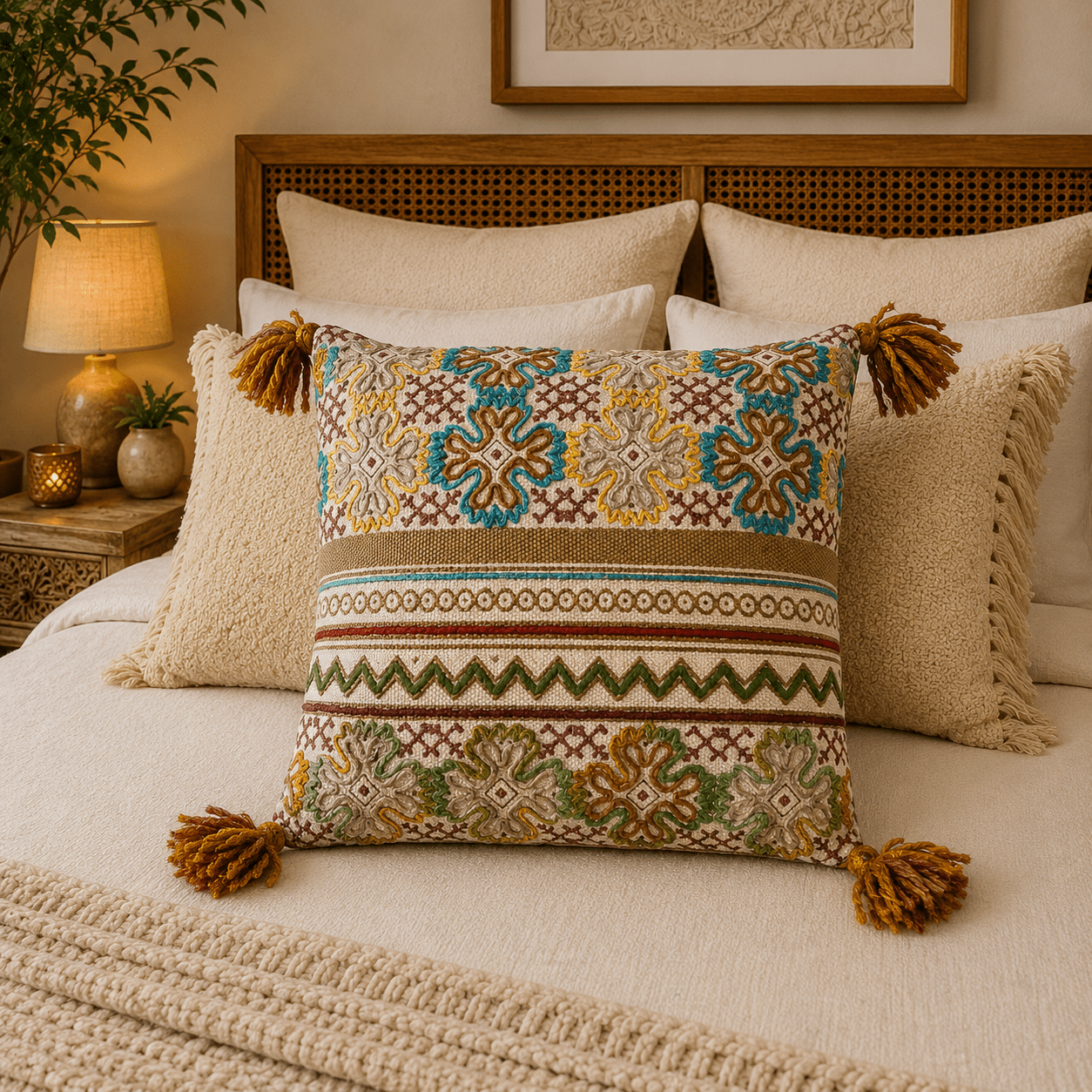 Cojín Bordado Anaya de Jaipur - R40 - BOUTIQUEDELAINDIA