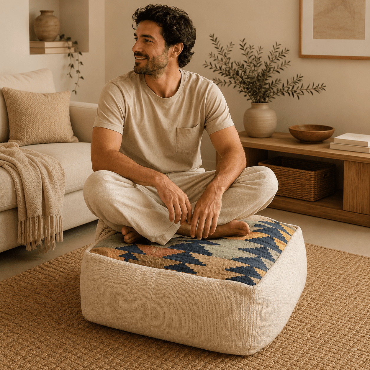 Puff Circular Kilim Anatolia Turquía - BOUTIQUEDELAINDIA