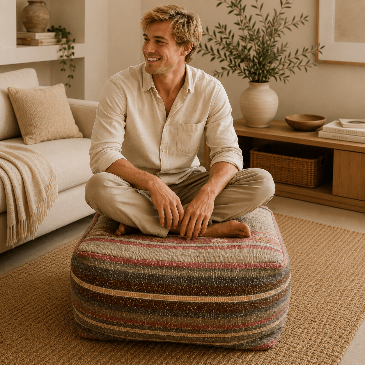 Puff Circular Kilim Capadocia Turquía - BOUTIQUEDELAINDIA