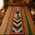 Camino de Mesa Artesanal Verde y Vino Pie de Mesa - BOUTIQUEDELAINDIA
