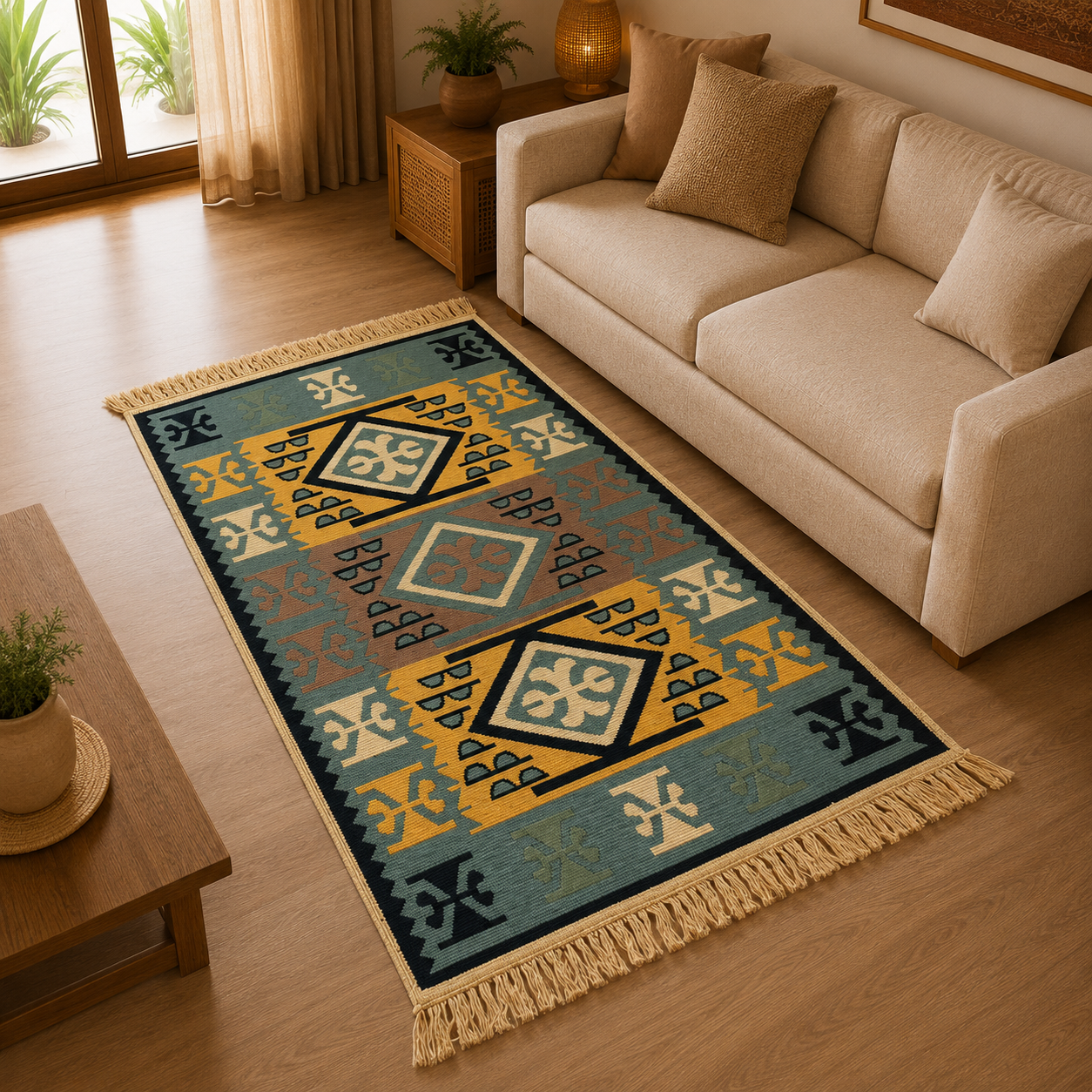 Tapete artesanal Hindú, Alfombra Hindú - BOUTIQUEDELAINDIA