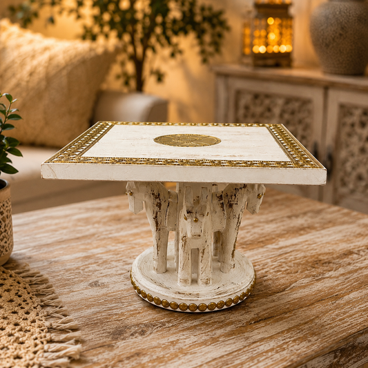 Base para Decoración o Mesa Pequeña "Arte Faunístico" con Apliques de Latón - Figura Decorativa
