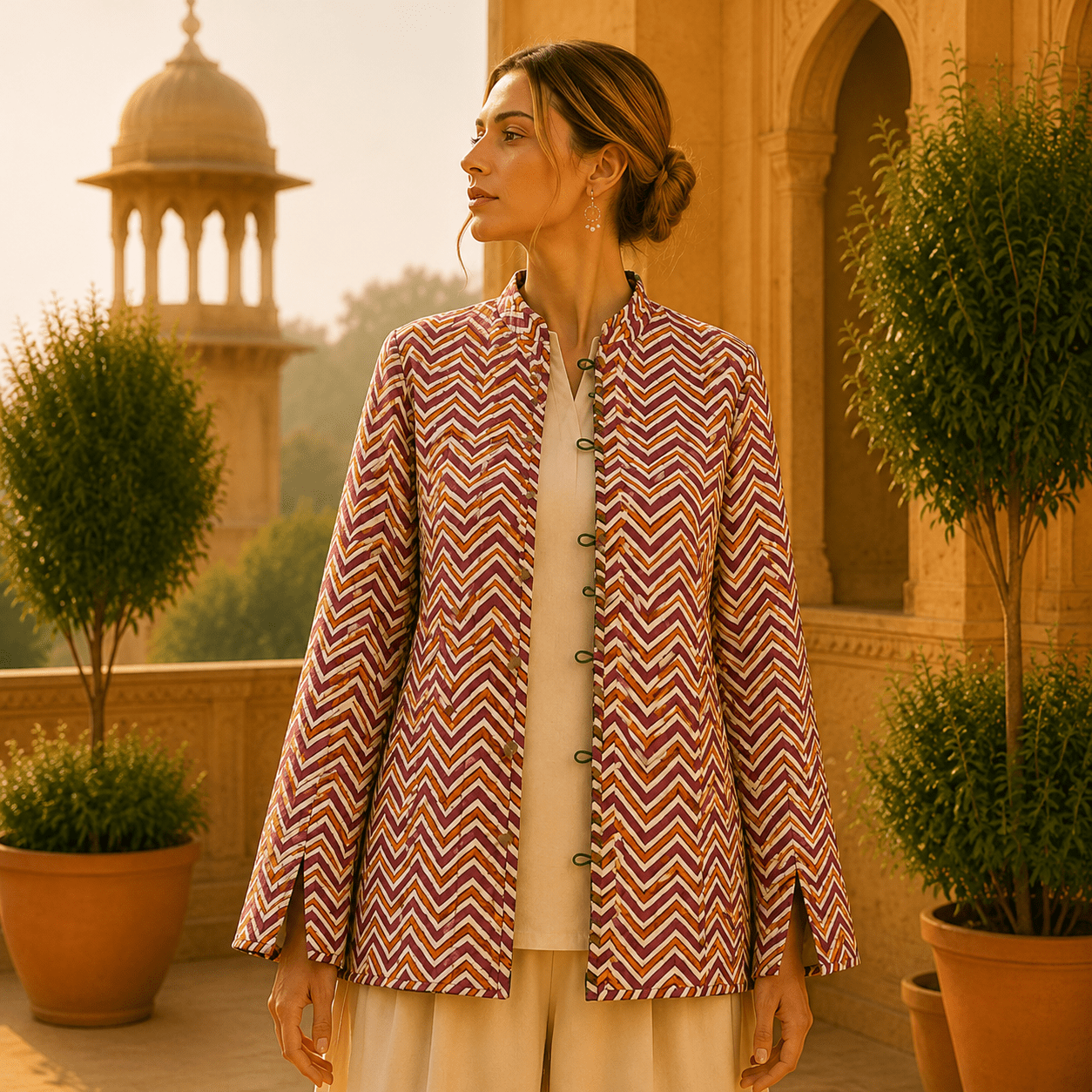 Chaqueta Doble Faz Chevron Primavera - BOUTIQUEDELAINDIA