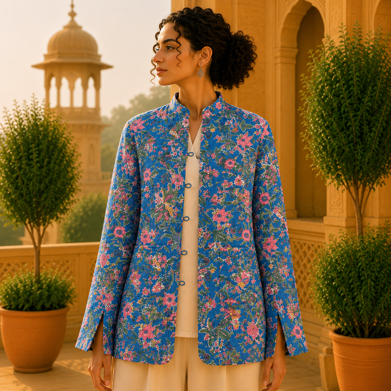 Chaqueta Doble Faz Jardínin Azul