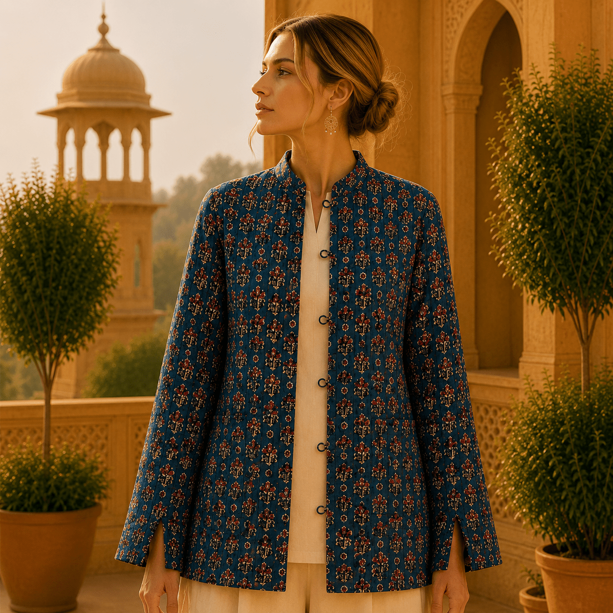 Chaqueta Doble Faz Índigo Floral