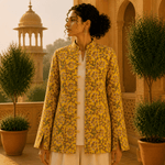 Chaqueta Doble Faz Mostaza Jaipur Chevron - BOUTIQUEDELAINDIA