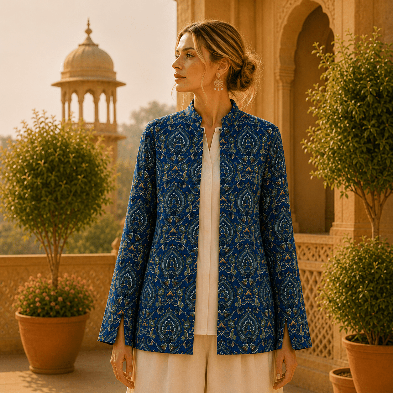 Chaqueta Doble Faz Rosa Lotus - BOUTIQUEDELAINDIA