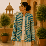 Chaqueta Zigzag Turquesa Jaipur - BOUTIQUEDELAINDIA