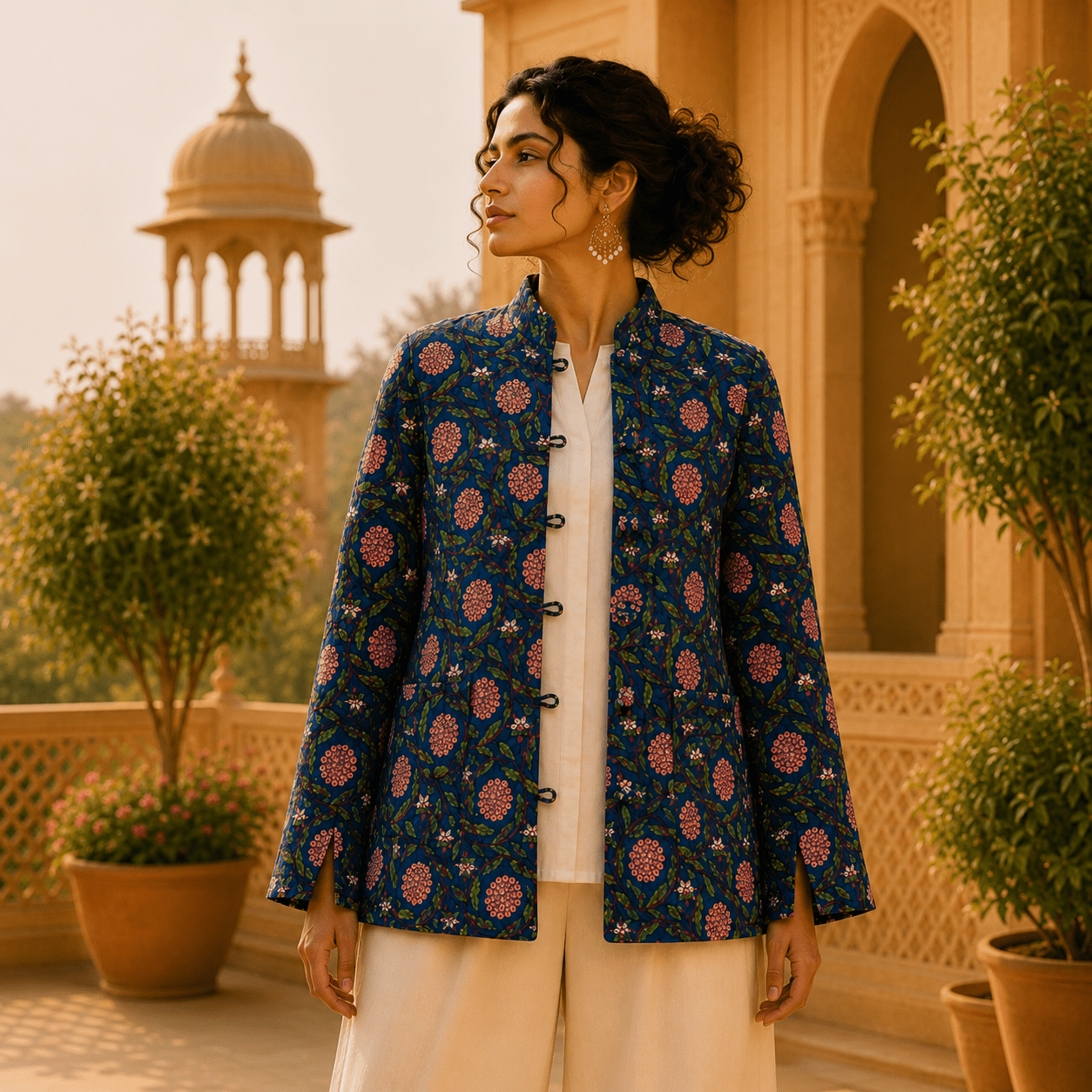 Chaqueta Doble Faz Indigo Lotus - BOUTIQUEDELAINDIA