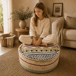 Puff Circular Asha Bordado Amarillo