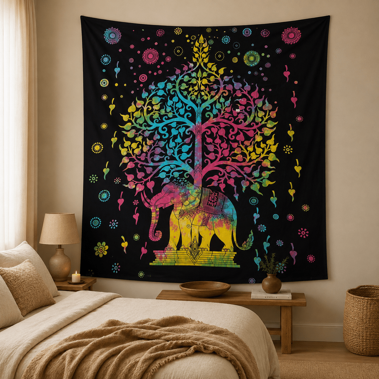 Tapiz Decorativo Árbol de la Vida Ganesha Prismático - BOUTIQUEDELAINDIA