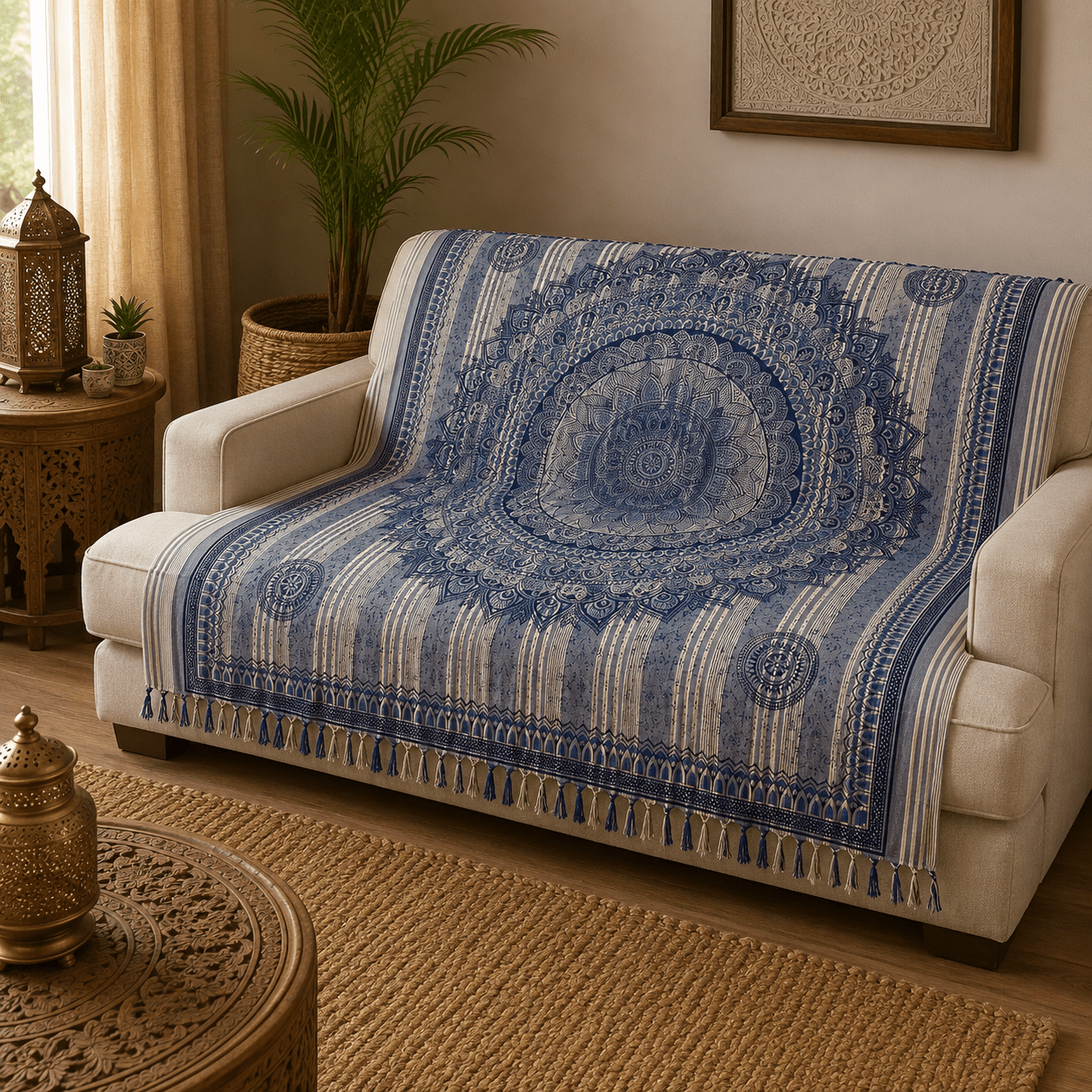 Tapiz Decorativo Mandala Azul Imperial - BOUTIQUEDELAINDIA
