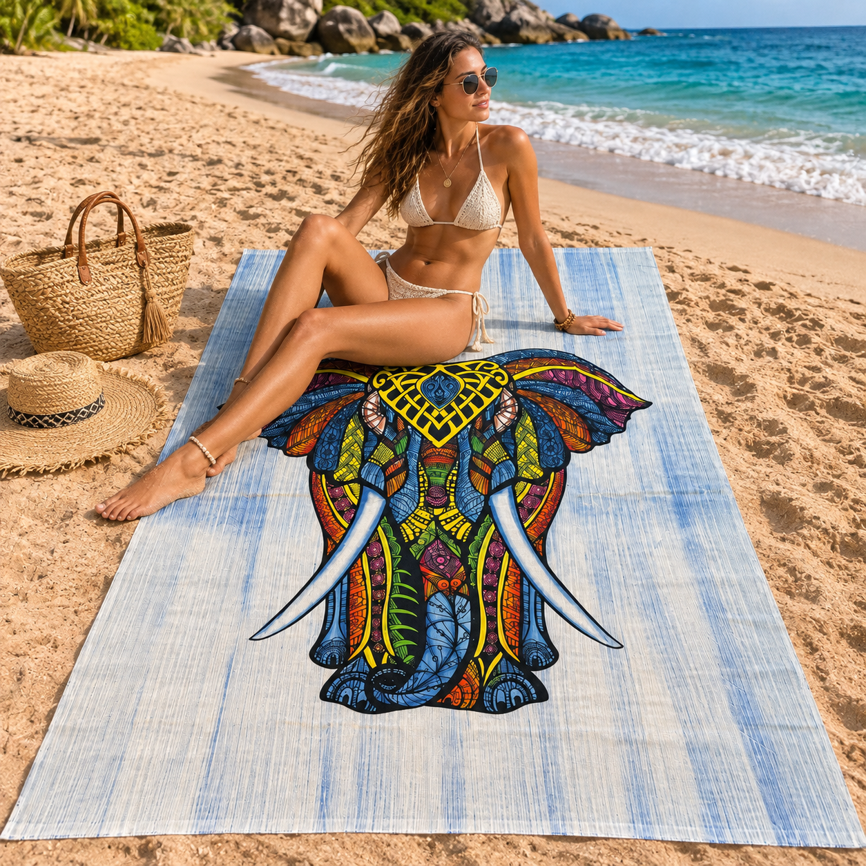 Tela Decorativa Elefante Prisma Claro - BOUTIQUEDELAINDIA