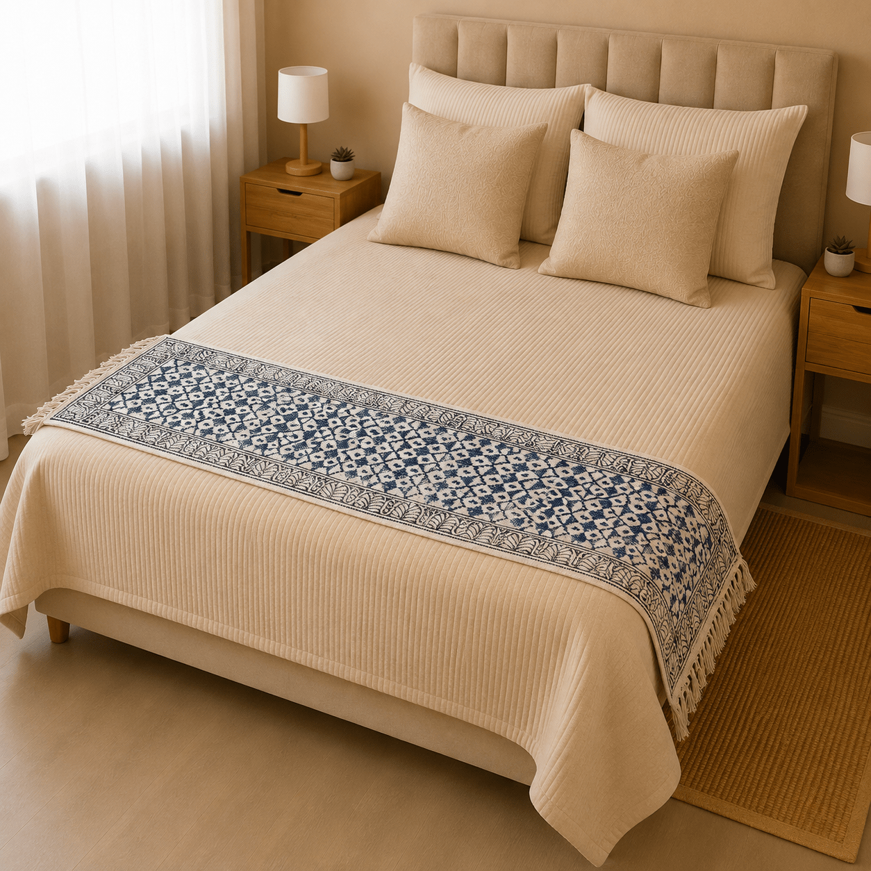 Camino de Mesa Nilambara Azul - BOUTIQUEDELAINDIA