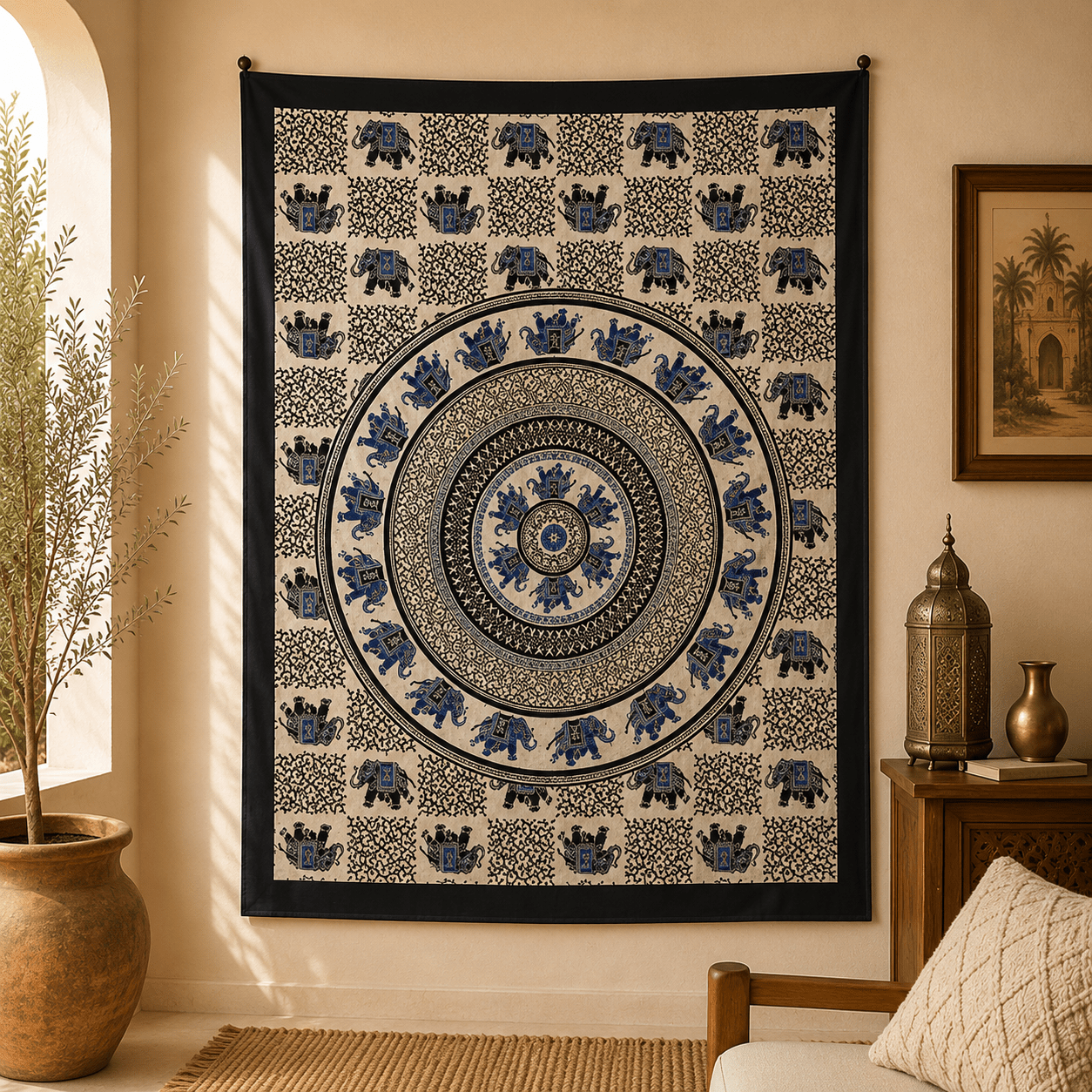 Tela Decorativa Mandala Gajendra Zafiro - BOUTIQUEDELAINDIA