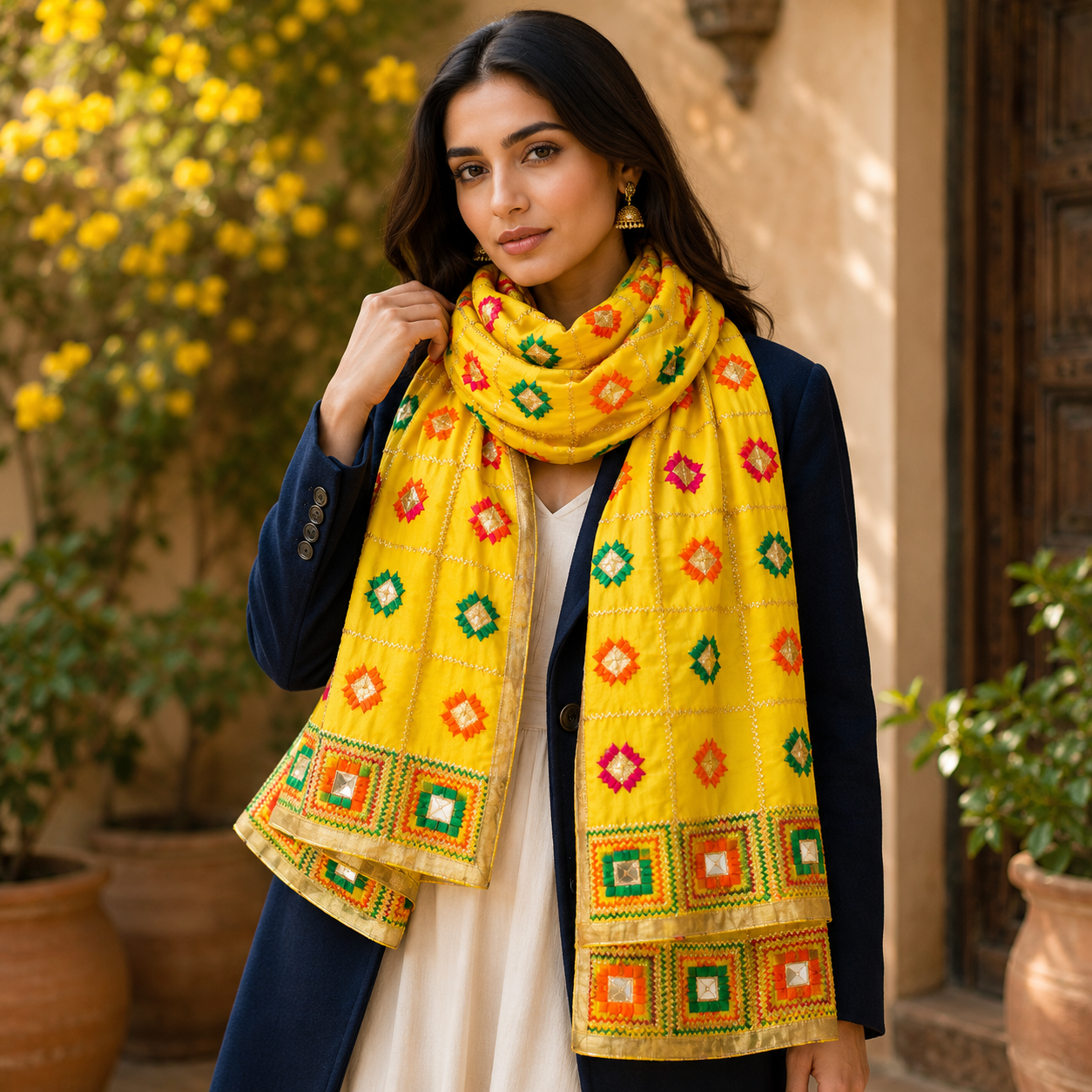 Pashmina Étnica Sol de Amanecer - BOUTIQUEDELAINDIA
