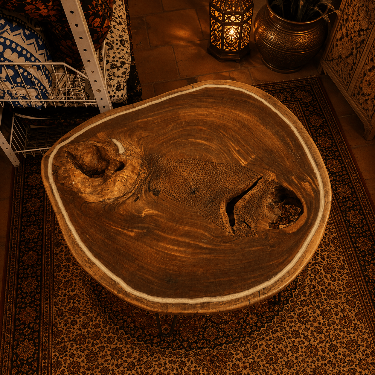 Centro de Mesa Madera Maciza Natural - BOUTIQUEDELAINDIA
