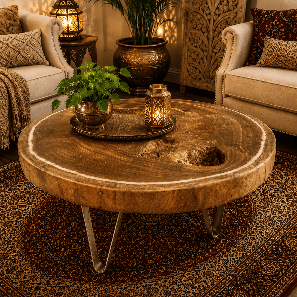 Mesa de Centro Madera Maciza Natural - BOUTIQUEDELAINDIA