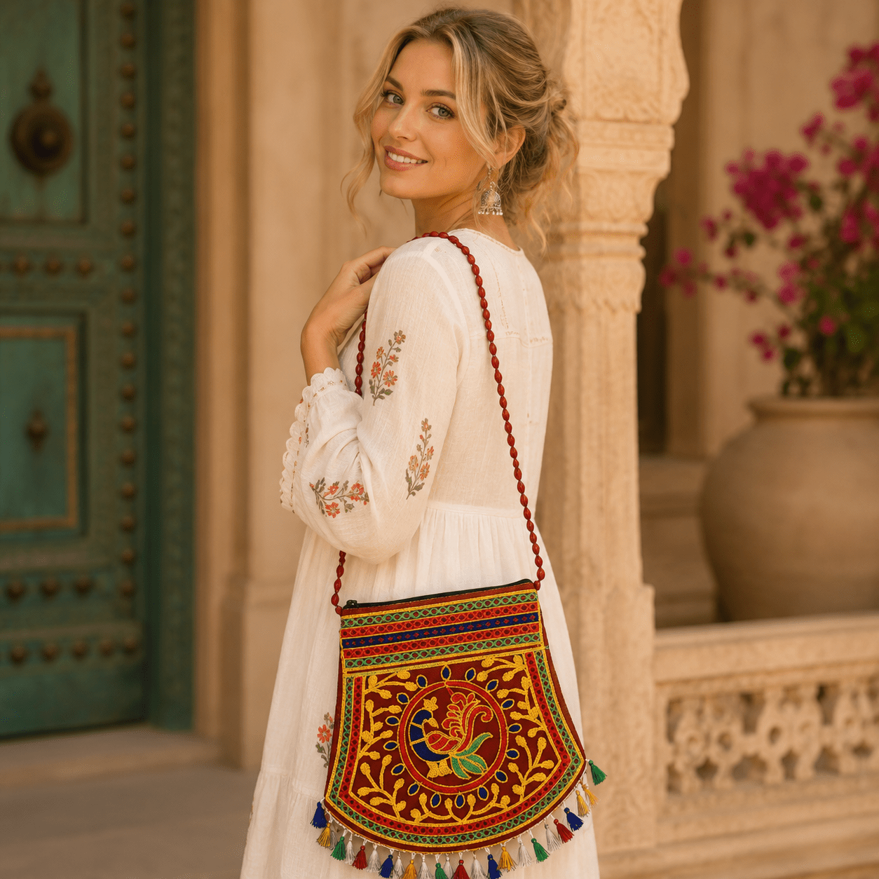 Bolso Gujarat Pavo Real Tradicional - BOUTIQUEDELAINDIA