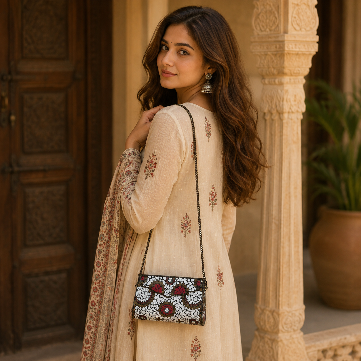 Bolso indio, bolso boho mujer, bordado, bolso con espejos India, cartera Boutique de la India Colombia.