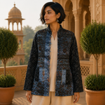 Chaqueta doble faz mujer, seda, reversible, ropa de India, Boutique de la India