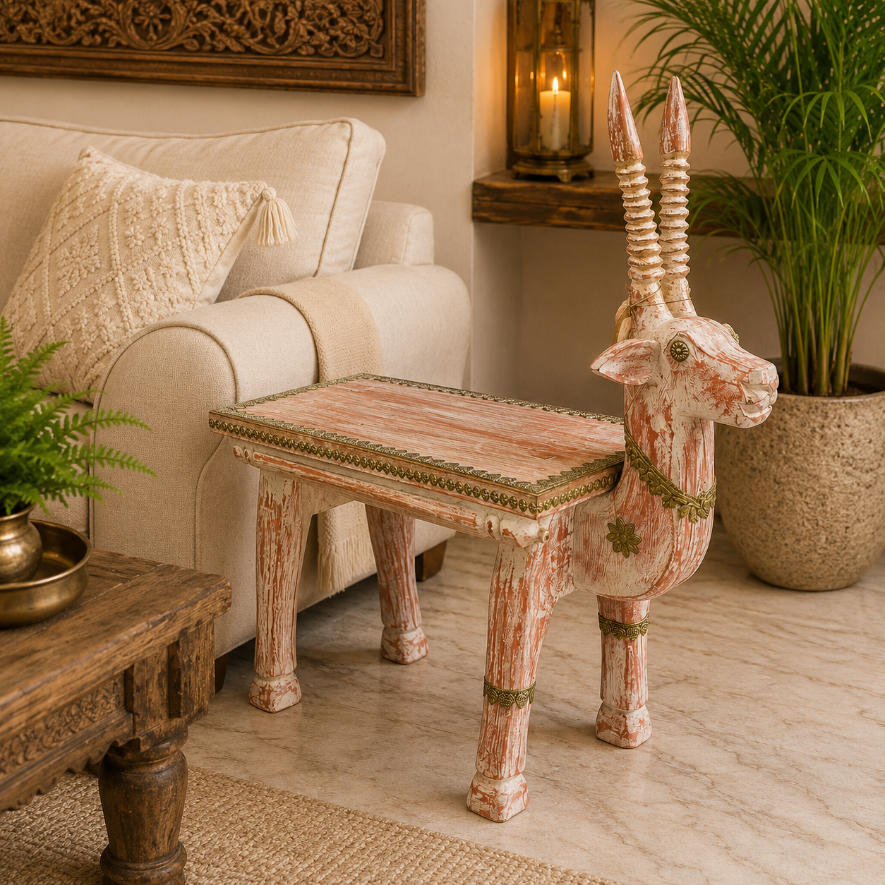 Mesa Auxiliar Ranthambore Gacela, cabra - BOUTIQUEDELAINDIA