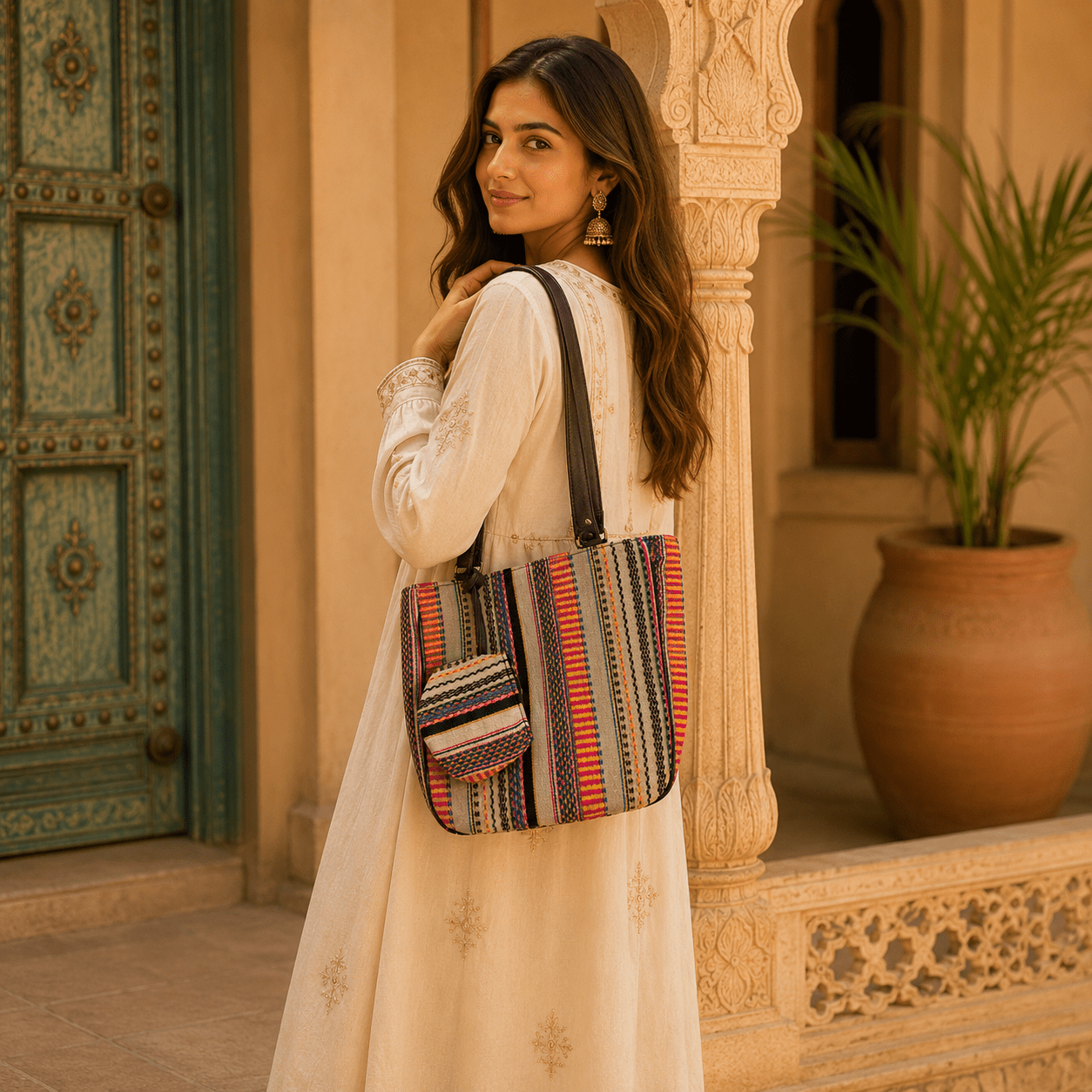 Bolso Artesanal Kashi Rojo Tierra - BOUTIQUEDELAINDIA