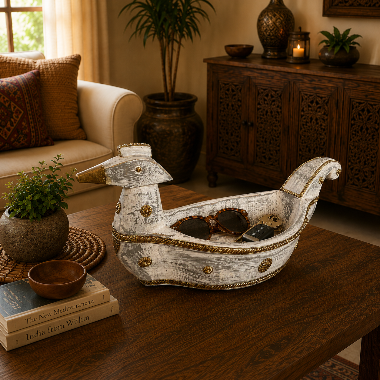Figura Decorativa Artesanal Mayura, Pavo real sagrado - BOUTIQUEDELAINDIA