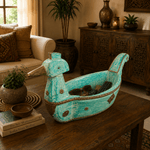 Figura Decorativa Artesanal Shveta Mayura Turquesa Real - BOUTIQUEDELAINDIA