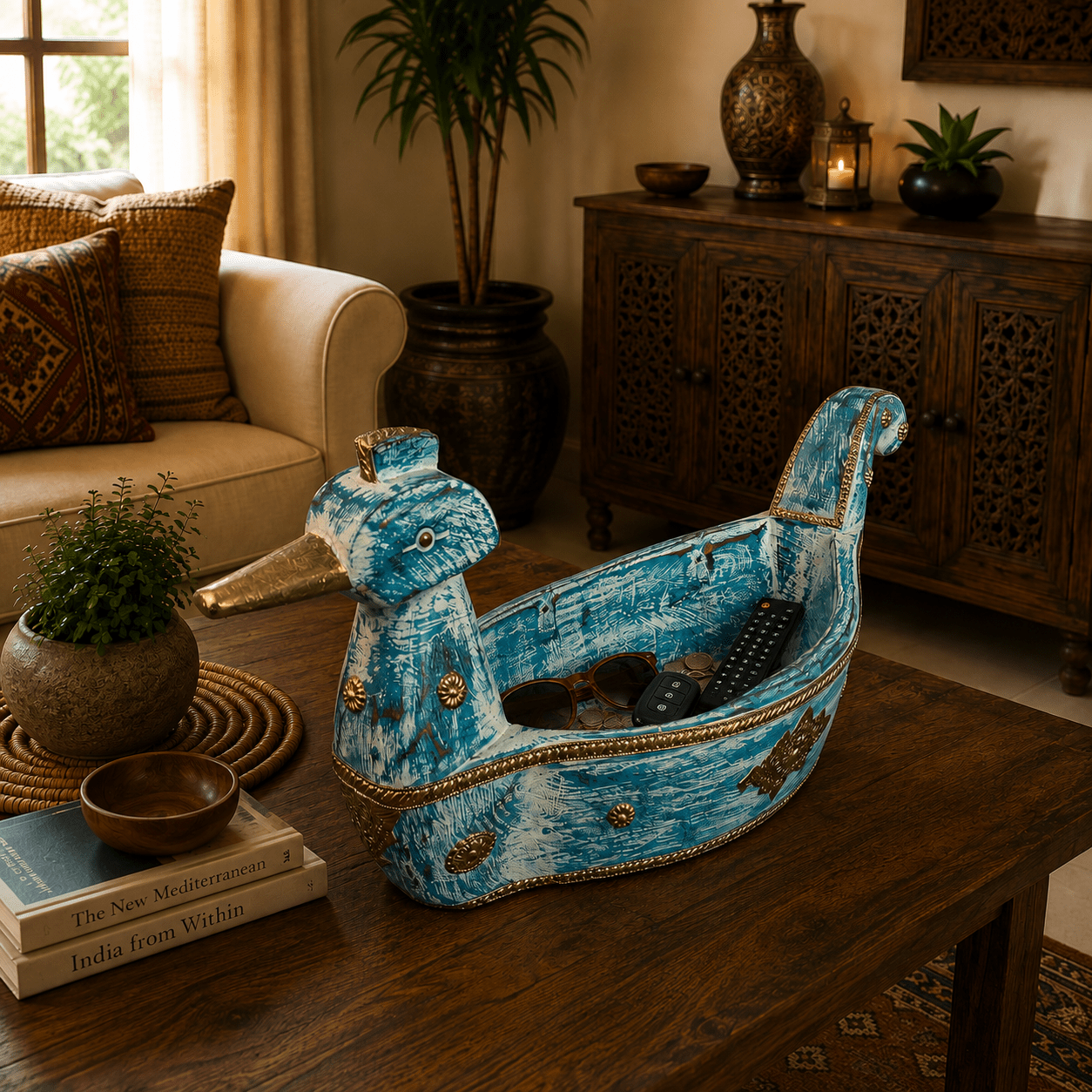 Figura Decorativa Artesanal Shveta Mayura Azul - BOUTIQUEDELAINDIA