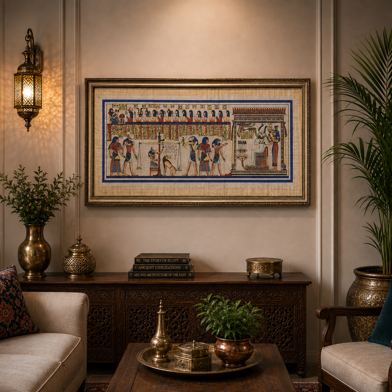 Cuadro Egipcio Decorativo Grande  BOUTIQUEDELAINDIAENCOLOMBIA