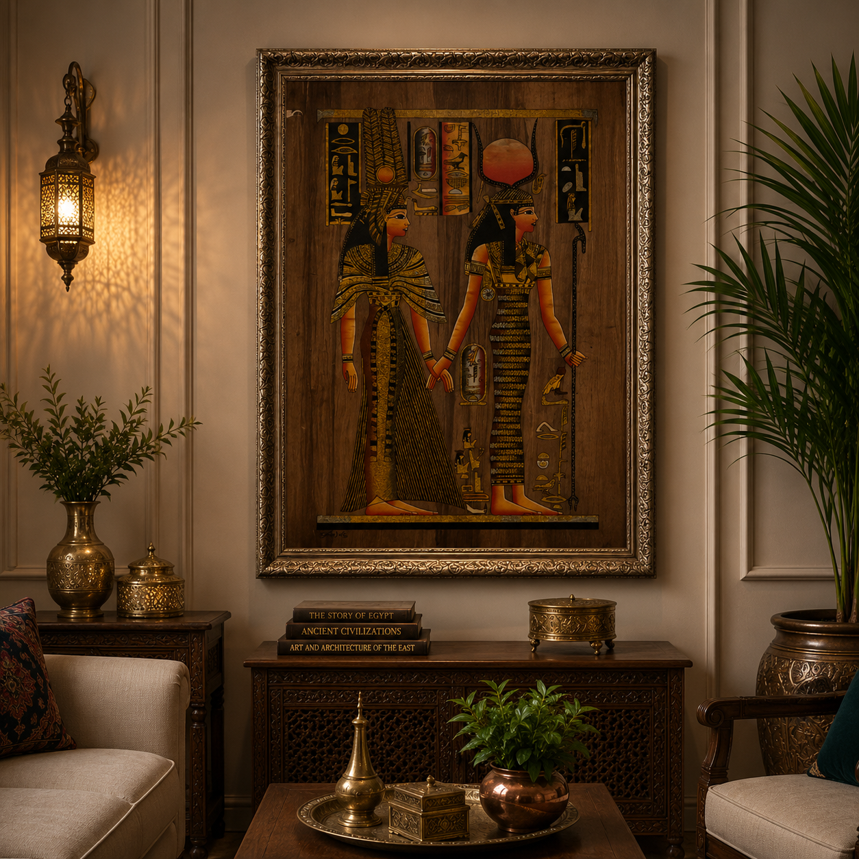 Cuadro Egipcio Decorativo Grande  BOUTIQUEDELAINDIAENCOLOMBIA