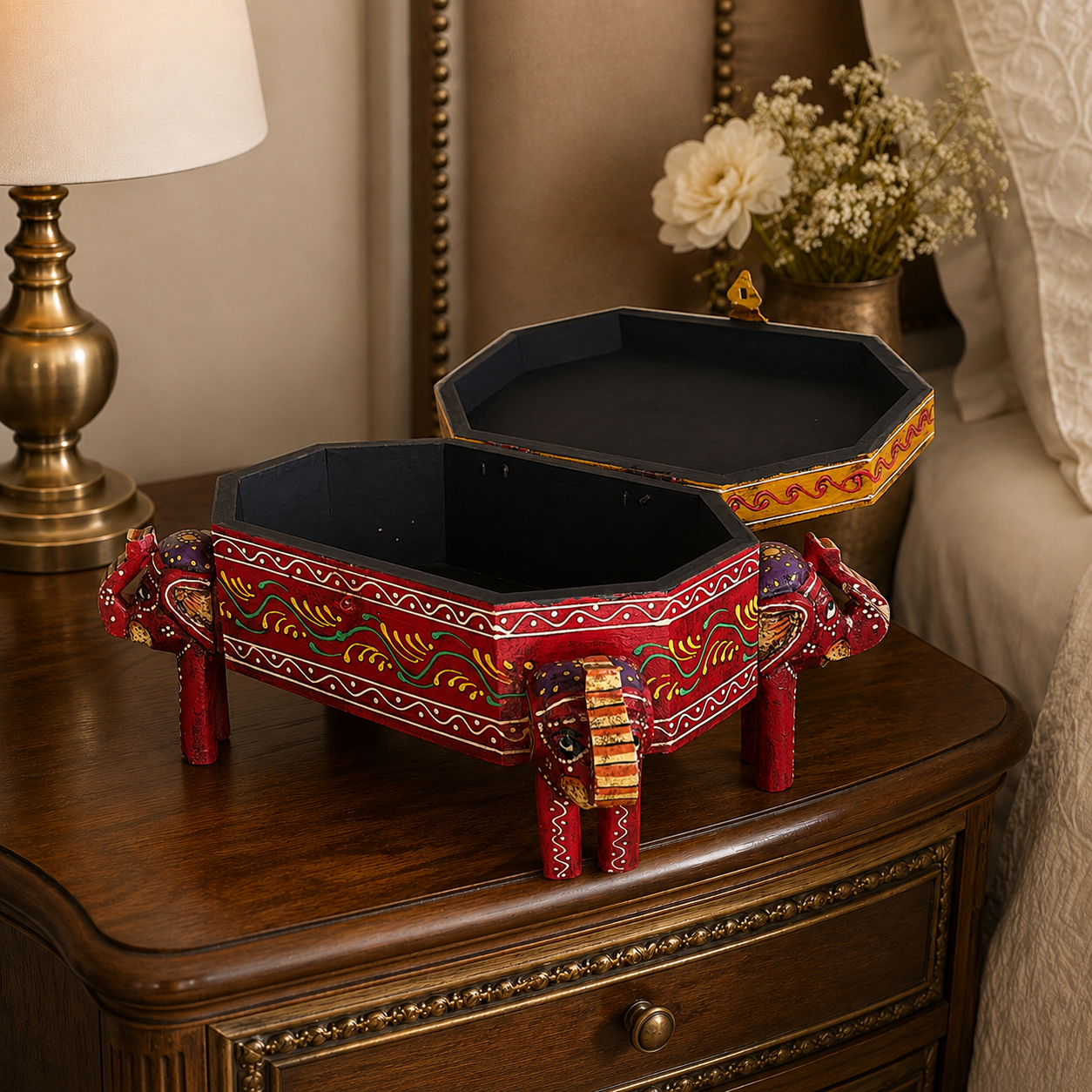 Joyero o Caja Decorativa Gaja Rangoli - BOUTIQUEDELAINDIA