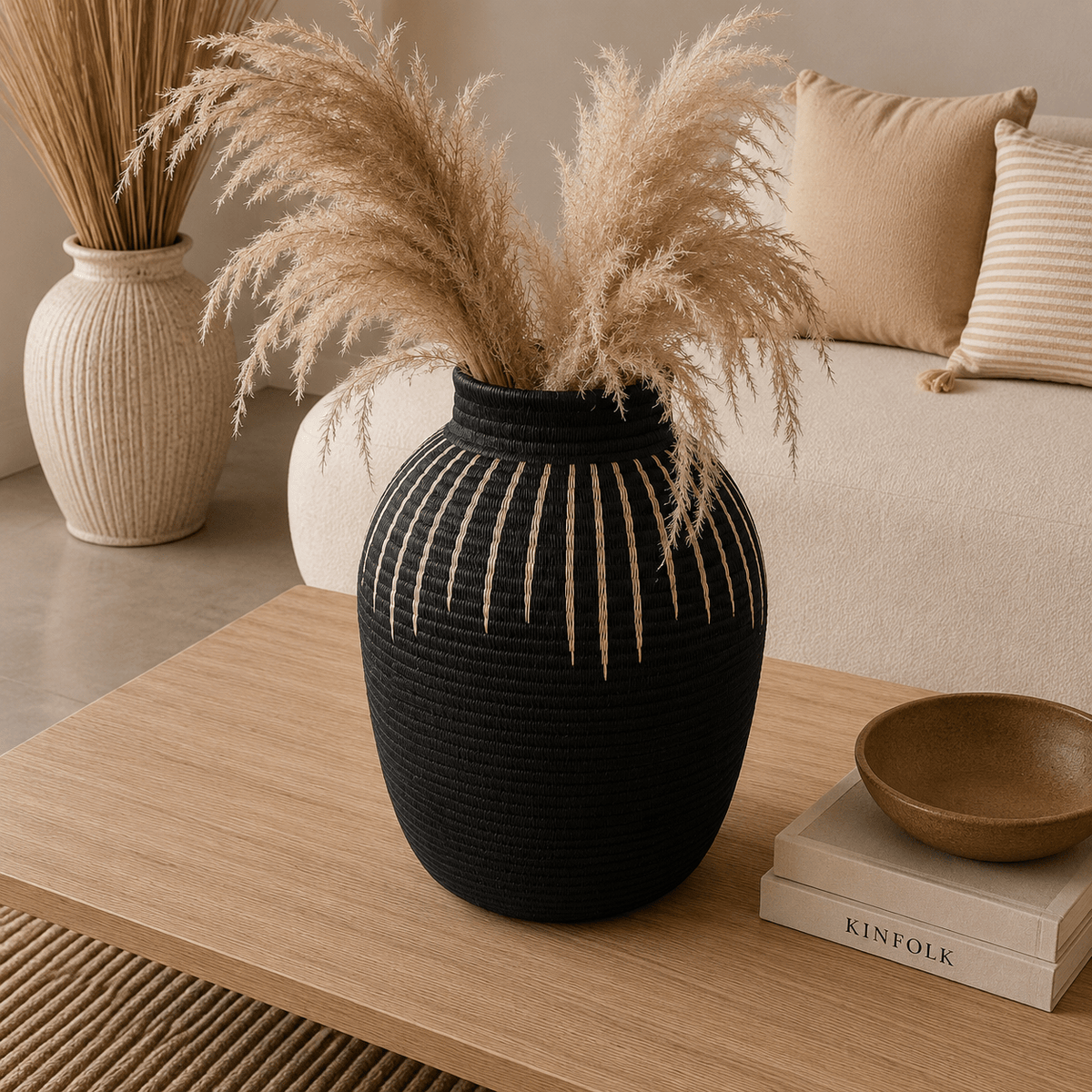 Canasto Werrengue Líneas del Horizonte Negro - BOUTIQUEDELAINDIA