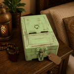 Joyero Artesanal Prakriti Verde con Espejo Plegable - BOUTIQUEDELAINDIA