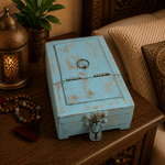 Joyero Artesanal Nila Azul con Espejo Plegable - BOUTIQUEDELAINDIA