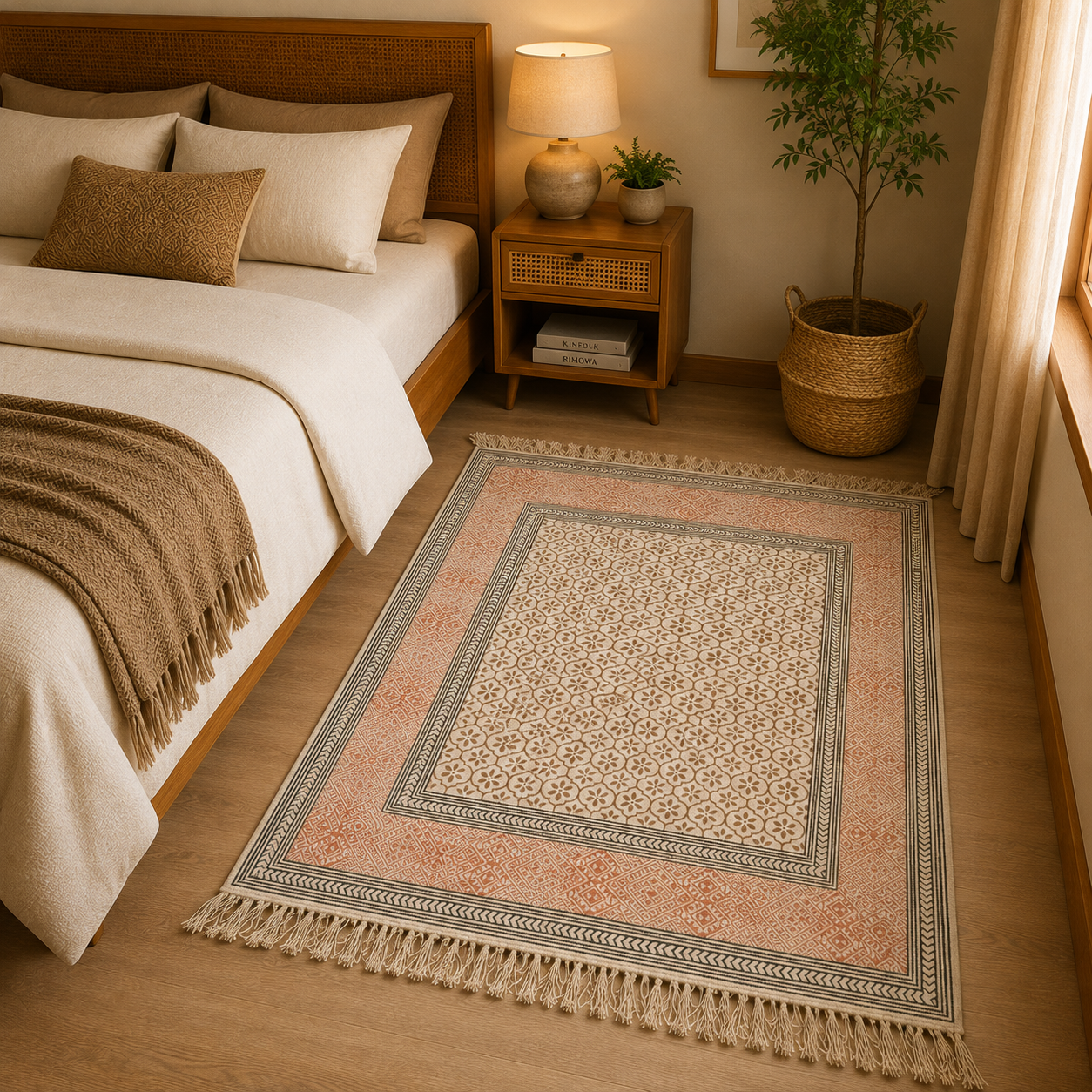 Alfombra Artesanal Kavya Coral Floral