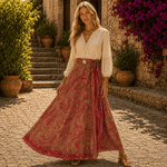 Falda Mágica Doble Faz Paisley Rubí - BOUTIQUEDELAINDIA