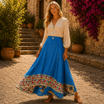Falda Mágica Larga Kamala Azul Doble Faz - BOUTIQUEDELAINDIA