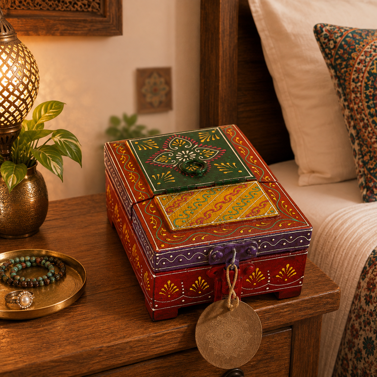 Joyero Artesanal Shringar con Espejo Plegable - BOTIQUEDELAINDIA