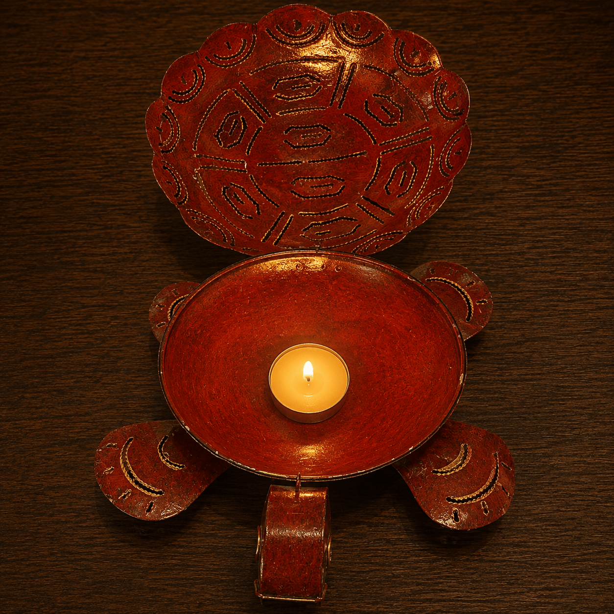 Porta vela Decorativo Tortuga Floral en Metal - BOUTIQUEDELAINDIA