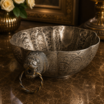 Cuenco Oriental de Metal con Asas de Leones Toques Dorados - BOUTIQUEDELAINDIA