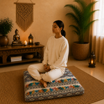Cojín de Piso Oriental - Cojin bordado - Meditación - BOUTIQUEDELAINDIA