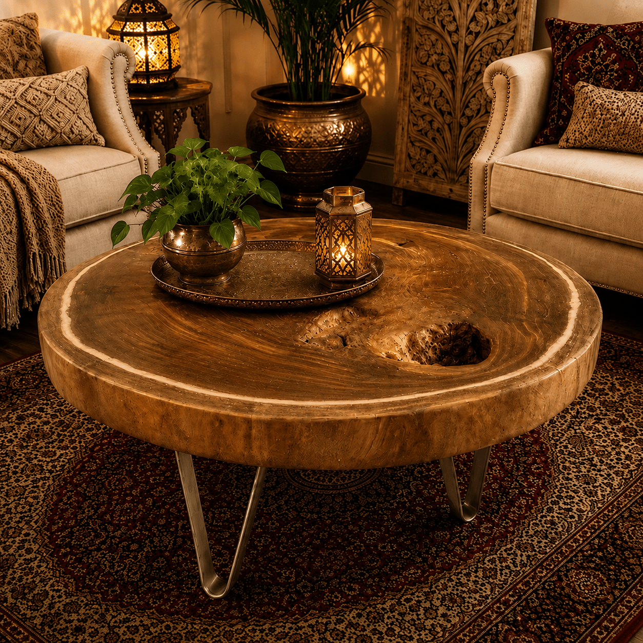 Mesa de Centro Madera Maciza Natural - BOUTIQUEDELAINDIA