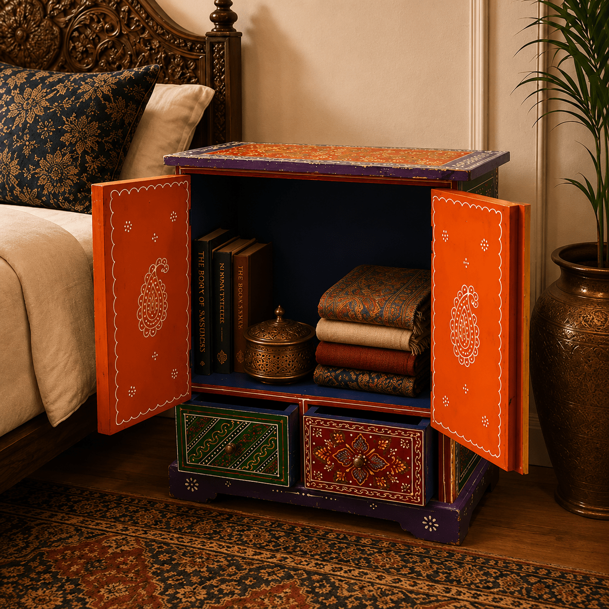 Mesa Gabinete Artesanal Rangoli Pushpa - BOUTIQUEDELAINDIA
