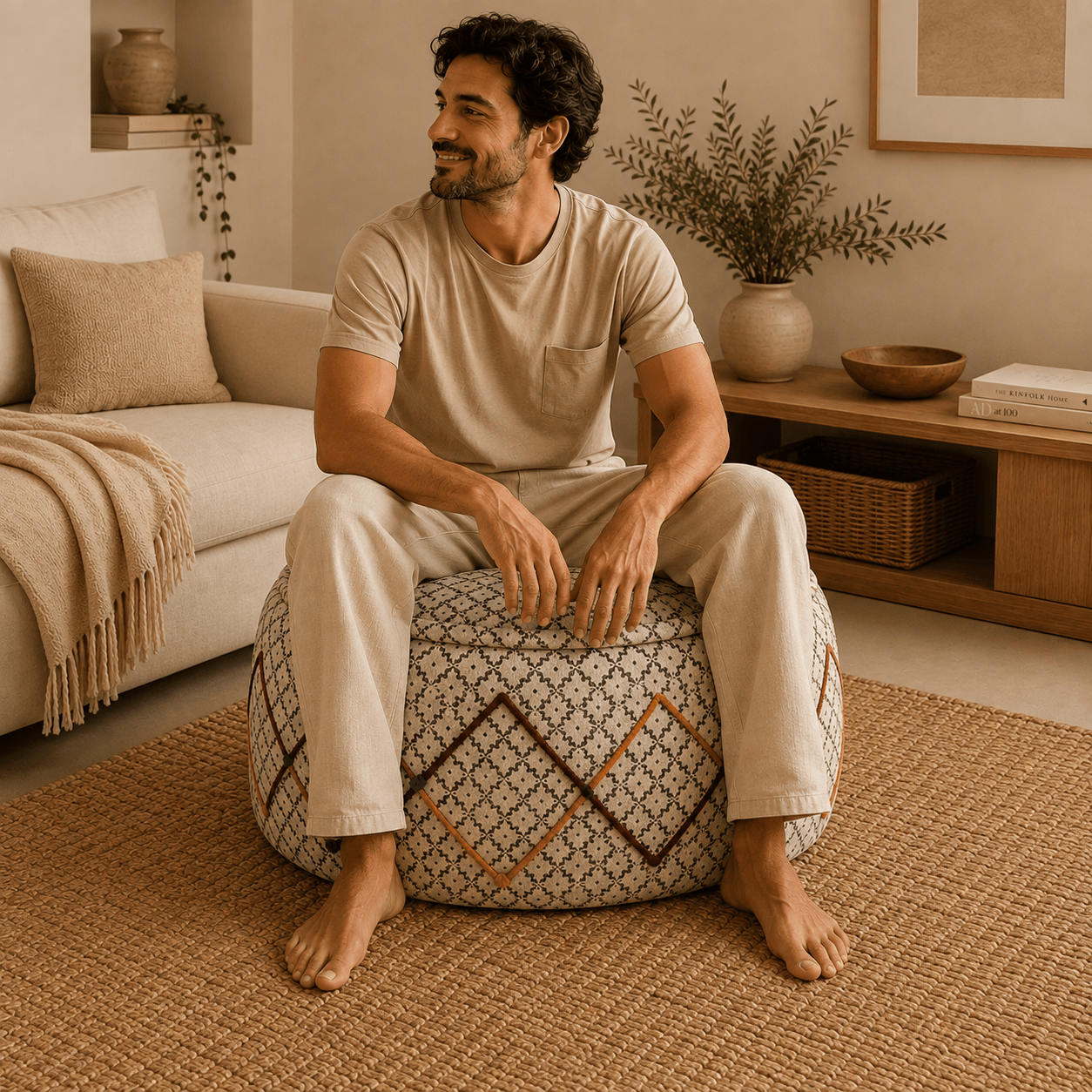 Puff Oriental Bordado Samira - BOUTIQUEDELAINDIA