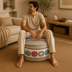 Puff Oriental Bordado de la India - BOUTIQUEDELAINDIAENCOLOMBIA