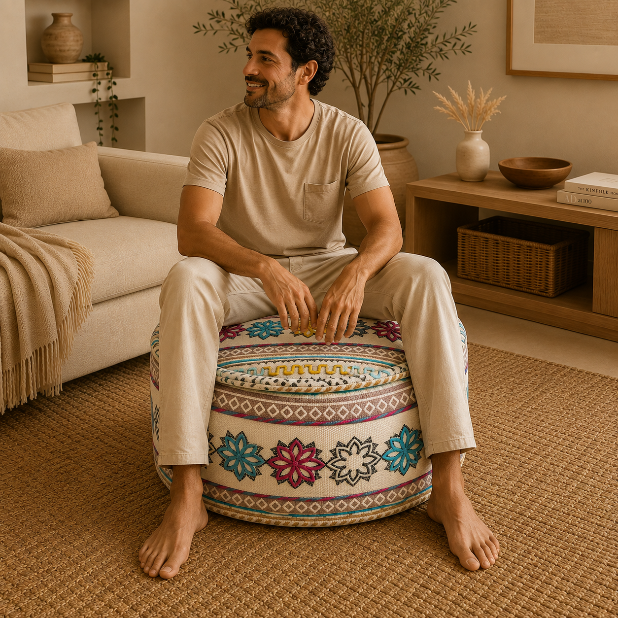 Puff Oriental Bordado de la India - BOUTIQUEDELAINDIAENCOLOMBIA